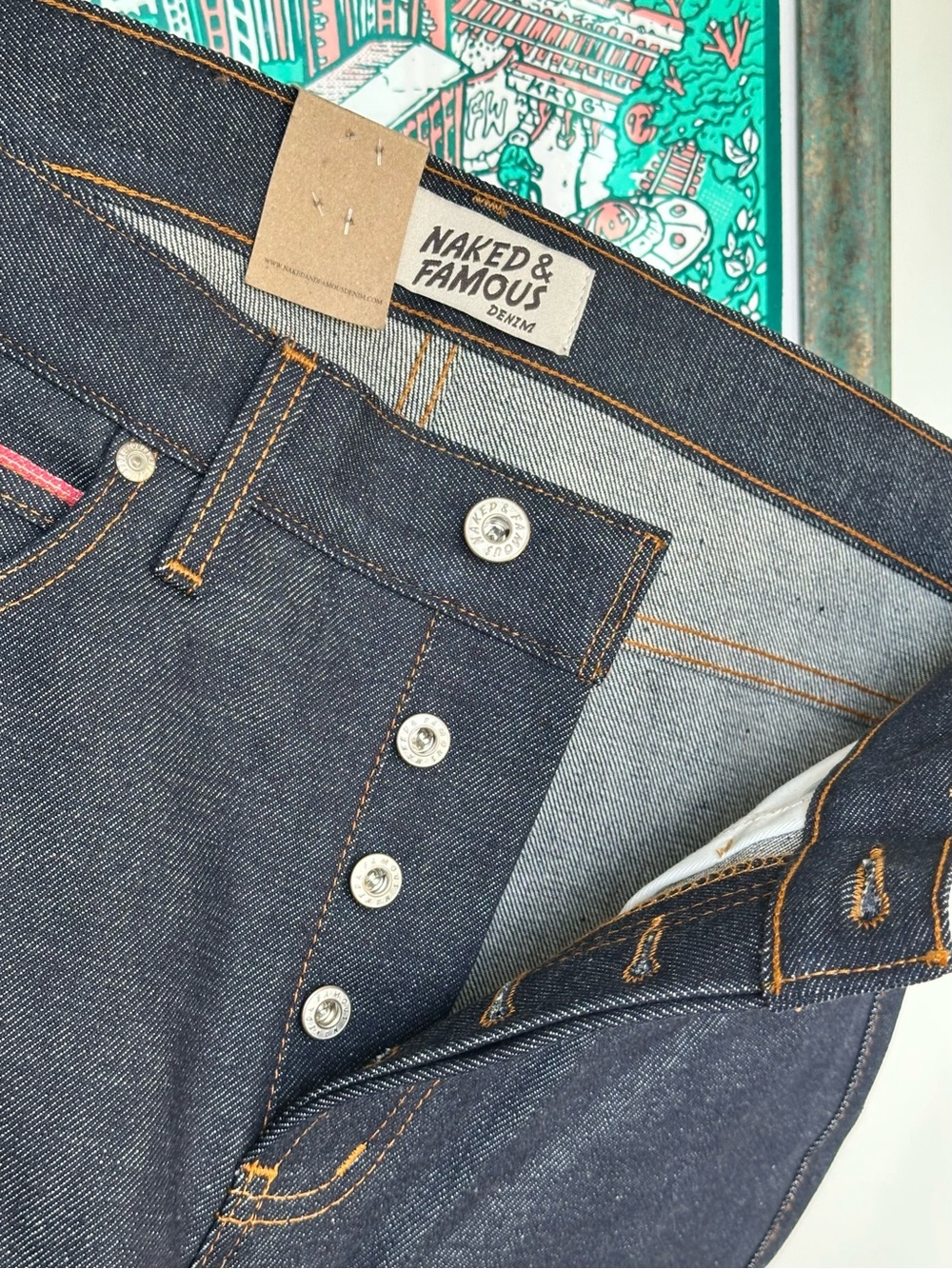 NWT Naked & Famous Super Guy Dark Indigo Slim Regular Rise Men’s Jeans W32 L30 - Picture 11 of 17